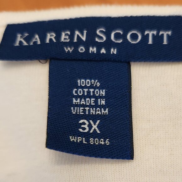 ✨ Karen Scott Woman’s Embellished V-Neck Cotton Tee - Size: Women's Plus 3X - Picture 5 of 6